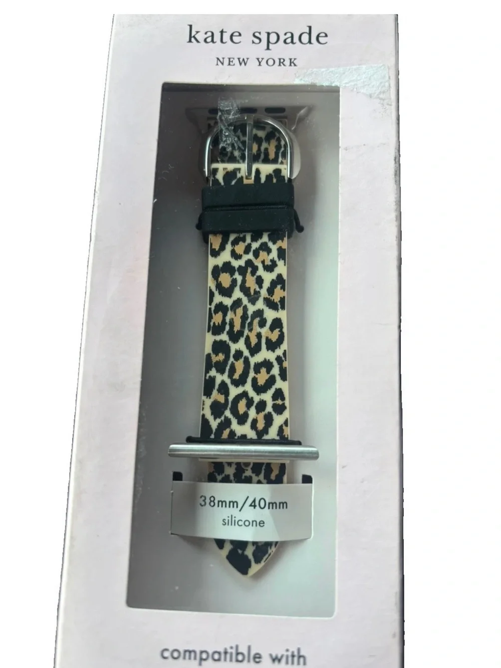 kate spade Leopard Print Silicone Watch Band in Black and Tan